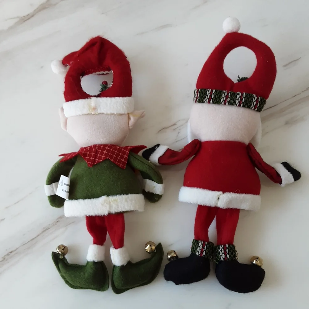 VTG FELT CHRISTMAS GNOMES WITH SILVER BELLS